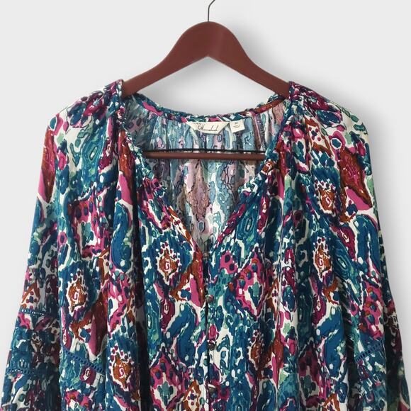 Caffe Marrakesh 3X Button Up Blouse Abstract Multi-colored Top Artsy Casual - Picture 2 of 14